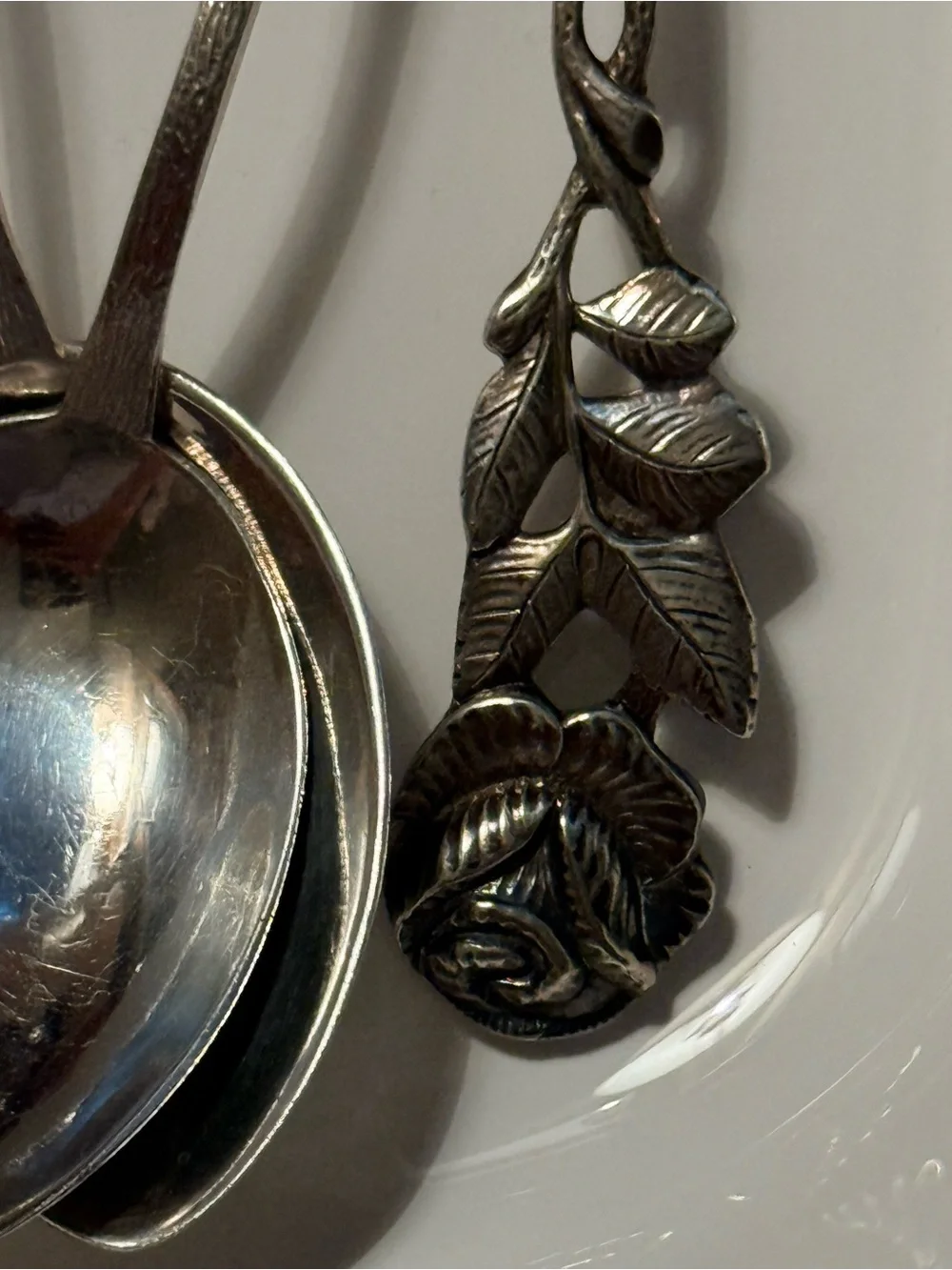 Hildesheimer Rose Handle Silver-Plate Serving Spoon Set of 4 p